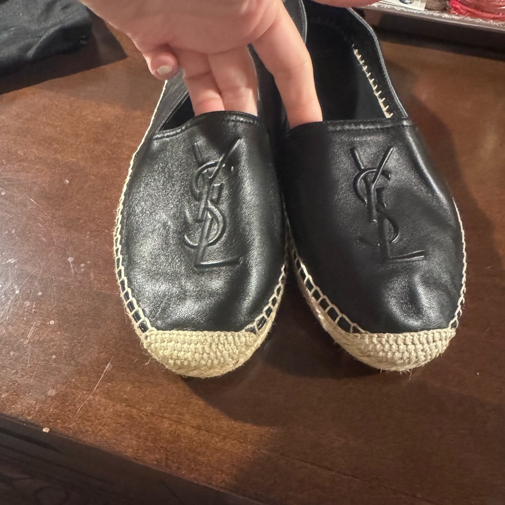 Saint Laurent Monogram Leather Espadrille